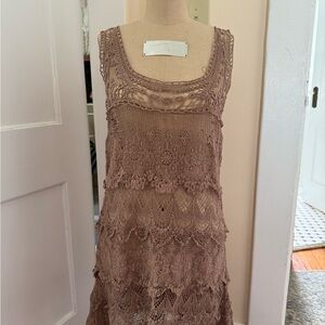 Anthropologie Lace Mini Dress - Brown